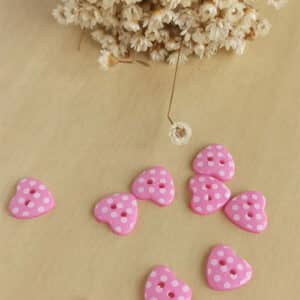 Botão resinado coração poá