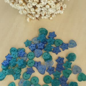 Botão resinado chuva de glitter azul