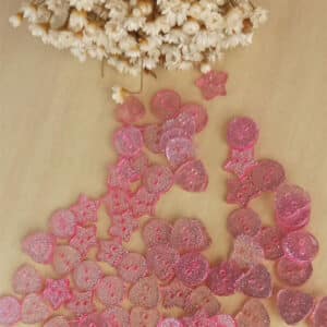 Botão resinado chuva de glitter rosa