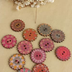 Botão de madeira artesã engrenada