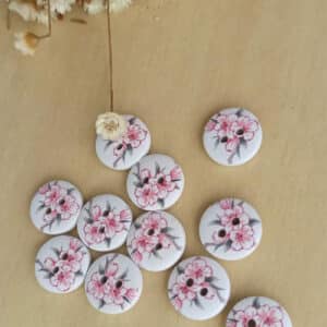 Botão de madeira flor de primavera