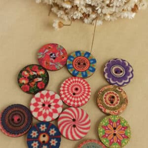 Botão de madeira balada anos 80