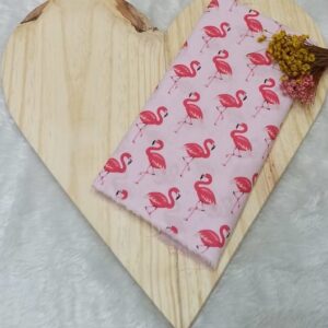 Tecido tricoline estampado flamingos rosa