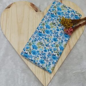 Tricoline mista floral azul e ramos