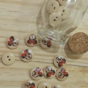 Botão de madeira bege Minnie