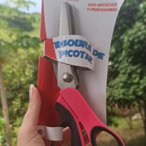 Tesoura de picotar tecido e feltro – rosa pink