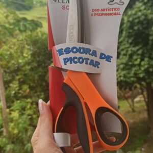 Tesoura de picotar tecido e feltro - Laranjado