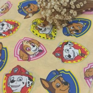 Tecido tricoline estampa patrulha canina fundo amarelo