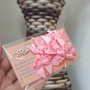 Mini laço de cetim rosa 2,5cm x 2,5cm pct c/10und