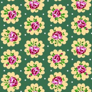 Tecido Chitão Estampado 100% algodão Floral Amarelo Fundo Verde