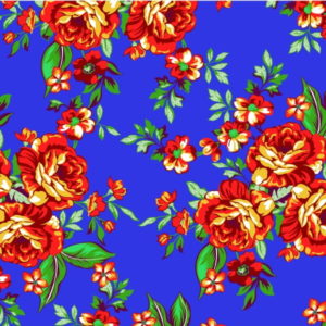 Tecido Chitão Estampado Floral Amarelo Azul Royal