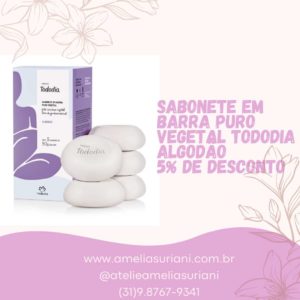 Natura - Sabonete em Barra Puro Vegetal Tododia Algodão