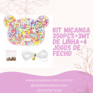 Kit miçanga 350pçs+3mt de linha+4 jogos de fecho – Lanmax