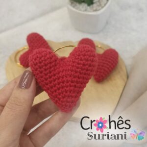 Porta Guardanapo - coração de crochê - kit com 6 unds