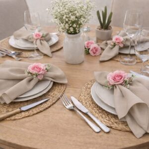 Porta Guardanapo - Rosas cor de rosa - Kit com 4 unds