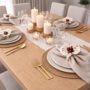 Porta Guardanapo - Orquídea branca e marsala - Kit com 6 unds