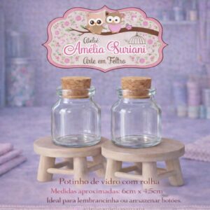 Potinho de vidro com rola - 6cm x 4,5cm
