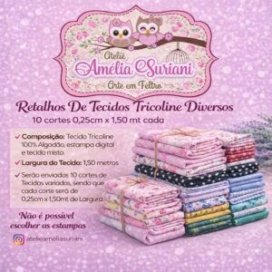 Kit de retalhos tricoline diversos